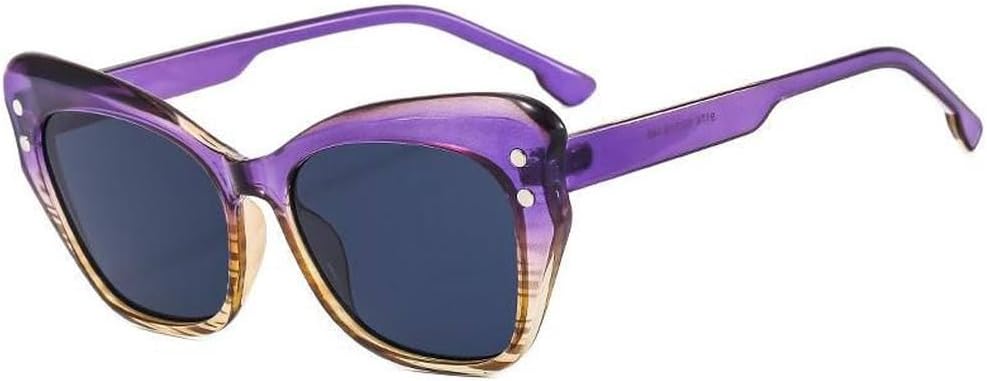 

Женские солнцезащитные очки «кошачий глаз» с бабочками, модные, с заклепками, контрастными полосками, дорожный солнцезащитный козырек, защита от ультрафиолета UV400, SUN2524 Generic, Purple Stripe