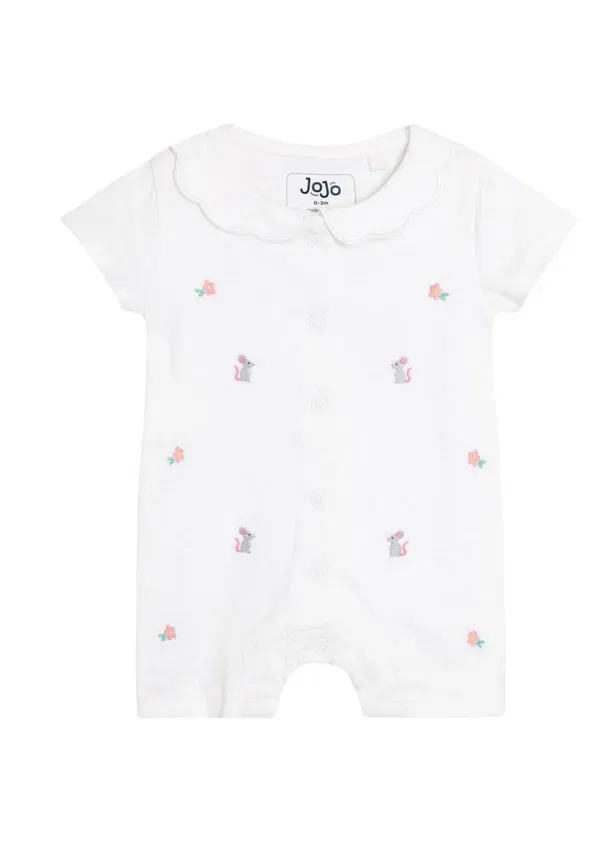 Пижама-комбинезон с коротким рукавом и вышивкой Jojo Maman Bébé, белый