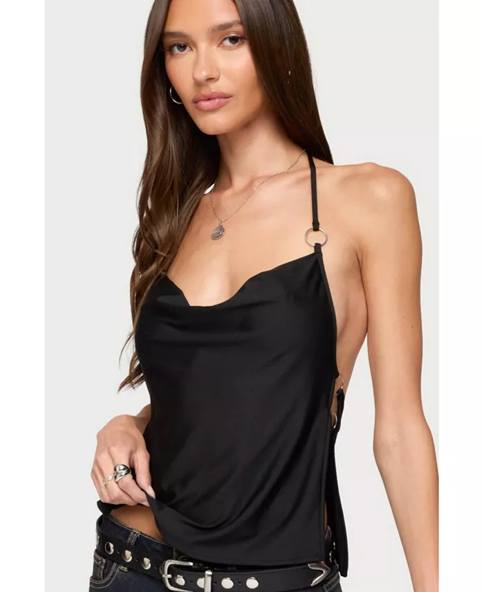 

Женский топ Bella Cowl Neck Halter Edikted, черный