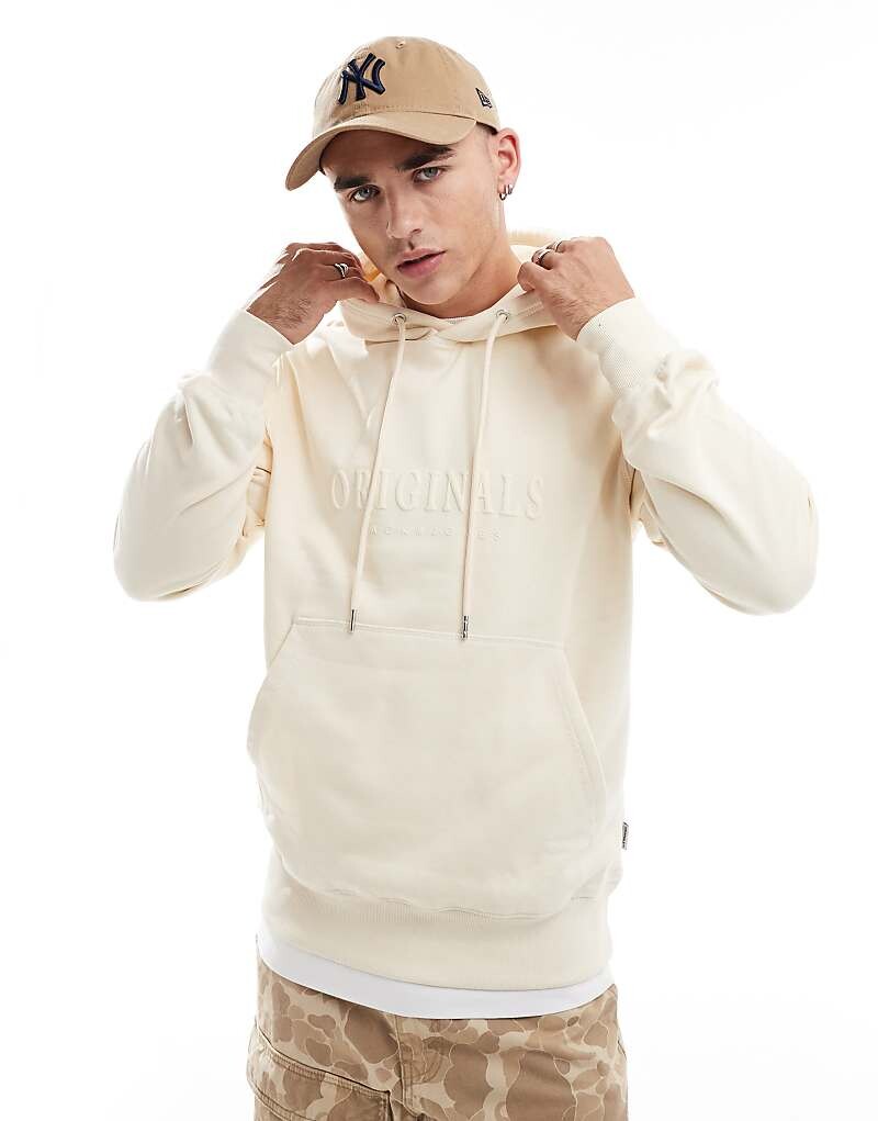 

Jack & Jones – толстовка оверсайз с 3D-логотипом кремового цвета