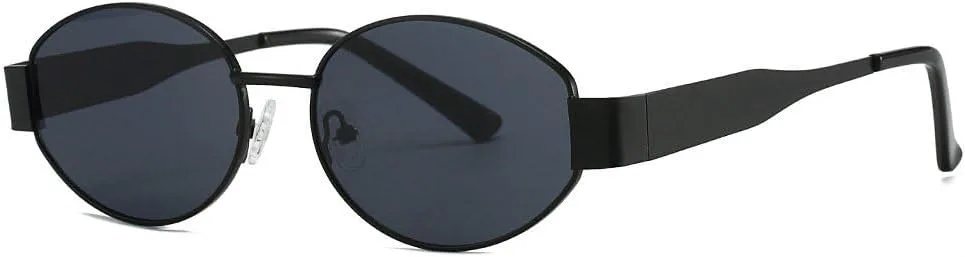 

Ретро-солнцезащитные очки овальной формы для женщин и мужчин, модные, в металлической оправе, винтажные, с защитой от УФ-излучения UV400 TKKTLLT, Black Black