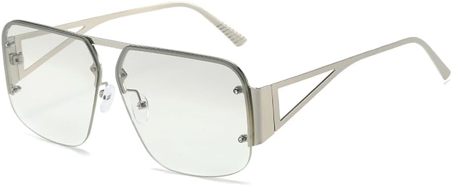 

Ретро-стильные солнцезащитные очки-авиаторы для мужчин и женщин, большие квадратные, в металлической безрамочной оправе, модель BS9000 BAODAREN, Silver Frame/Gradient Silver Lens