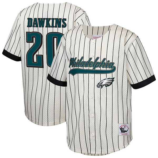 

Бейсбольная футболка youth brian dawkins cream philadelphia eagles с именем и номером игрока Mitchell & Ness