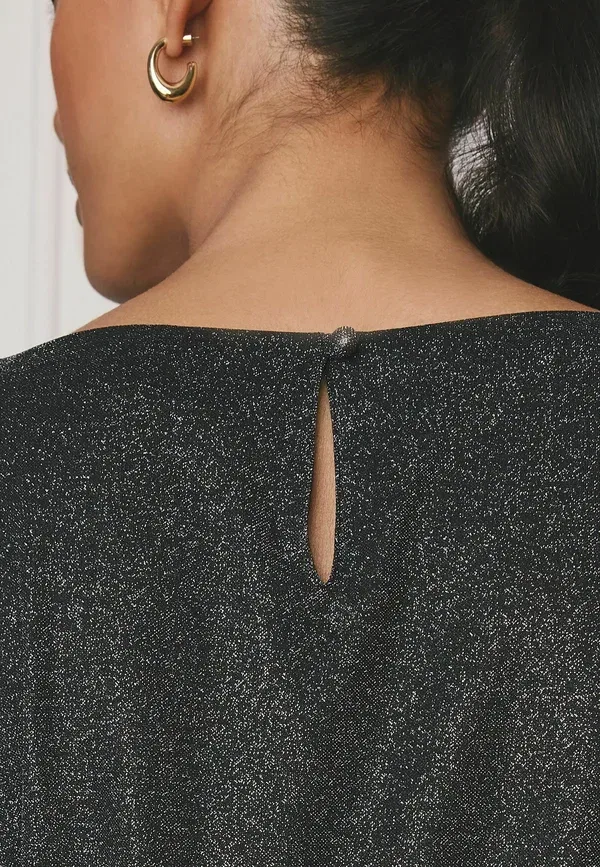 Футболка Next Regular fit fluted sleeve body, черный серебристый — фото 2