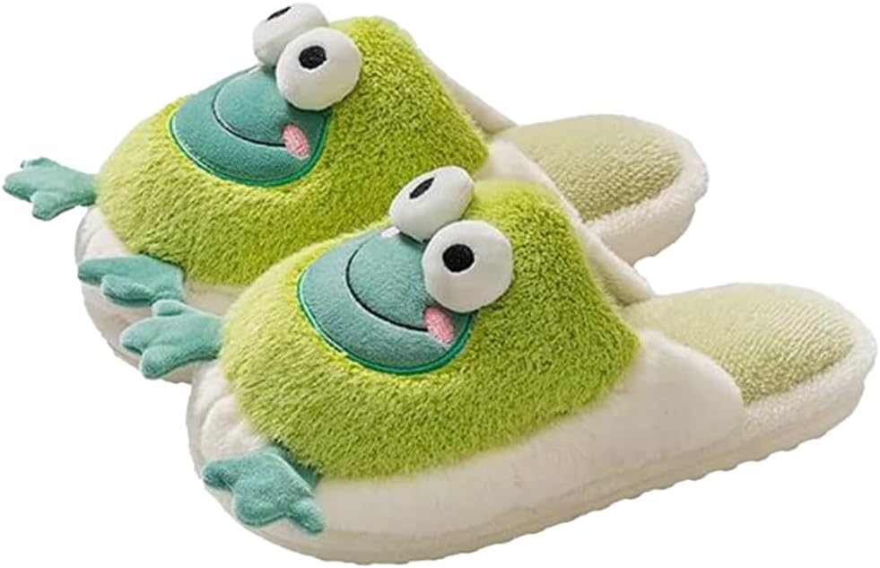 

Мягкие плюшевые тапочки-лягушки Uewidiod для мужчин и женщин, домашние теплые тапочки, зеленый