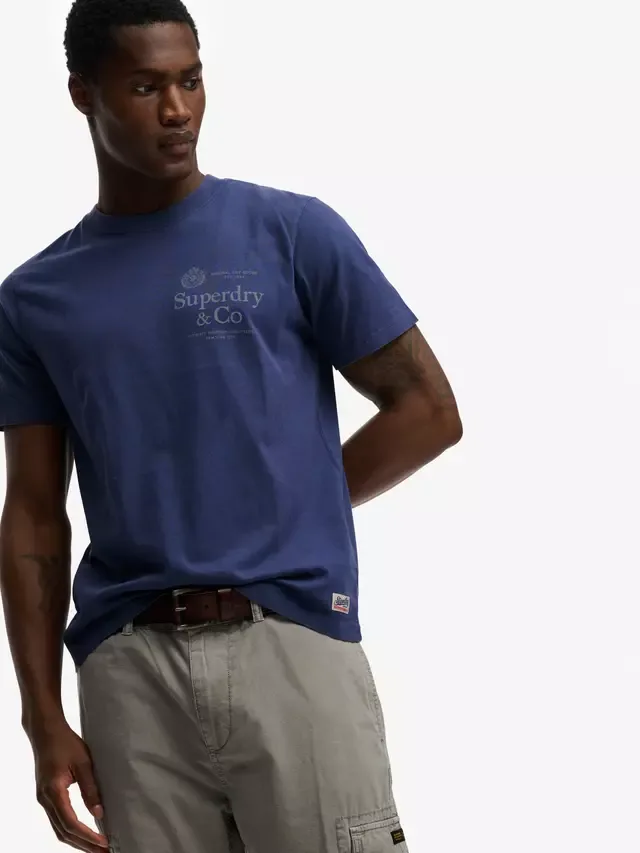 Футболка свободного кроя от компании 1954 года Superdry, Hampton Blue — фото 4