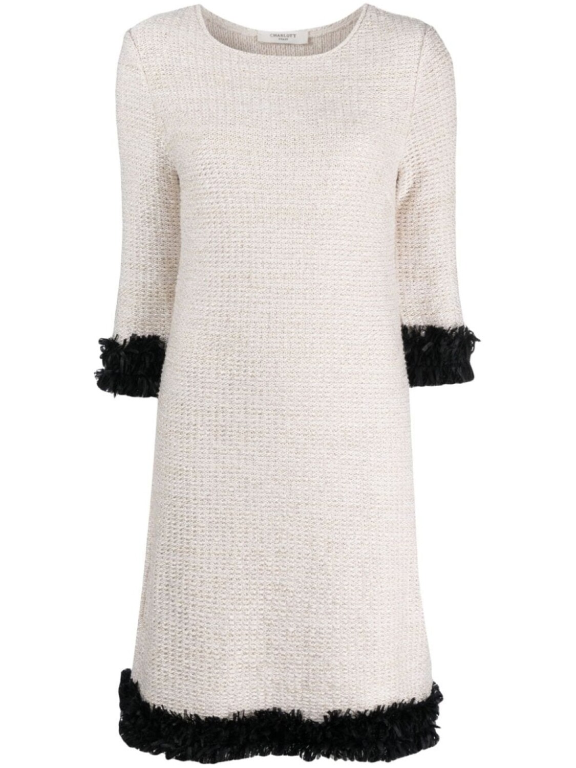 

Charlott contrasting-trim bouclé flared dress, белый