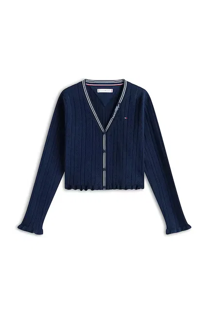 Кардиган детский с ажурным узором Tommy Hilfiger, синий — фото 2