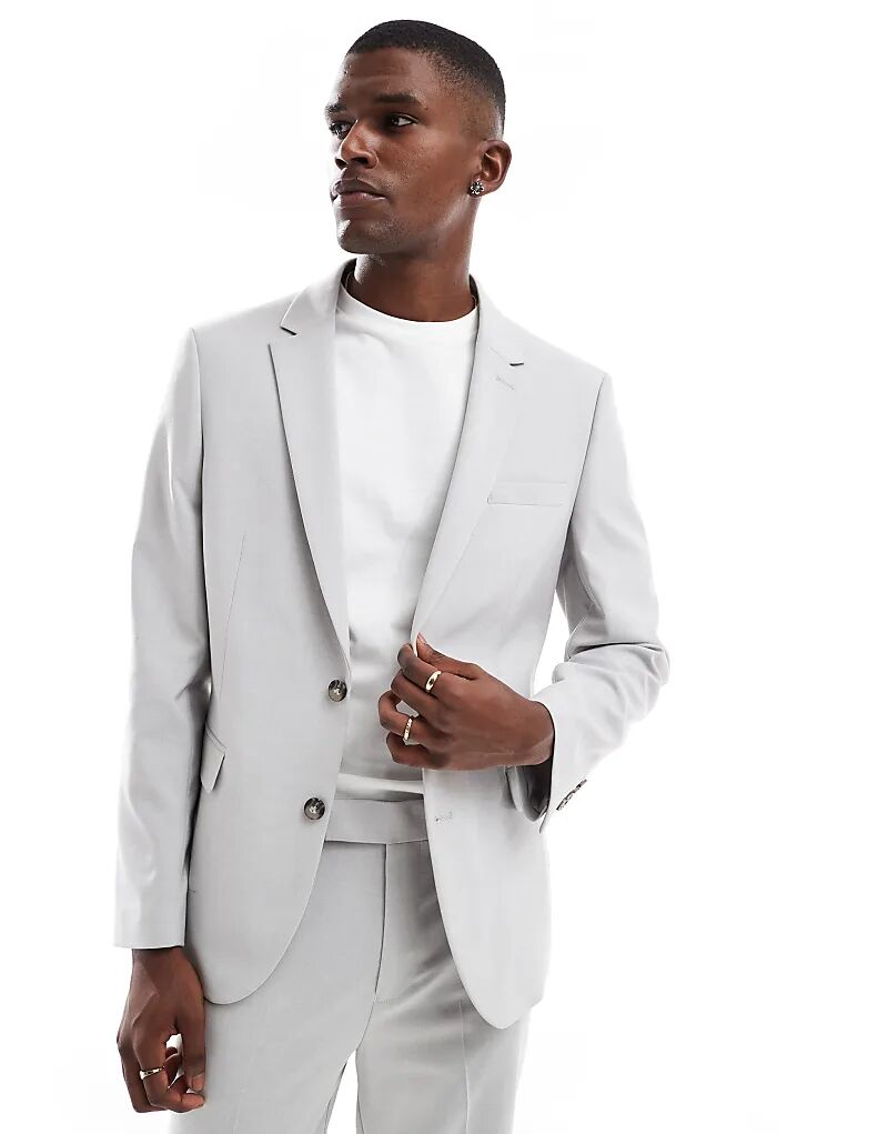 

Тонкий пиджак ASOS DESIGN ледяного серого цвета