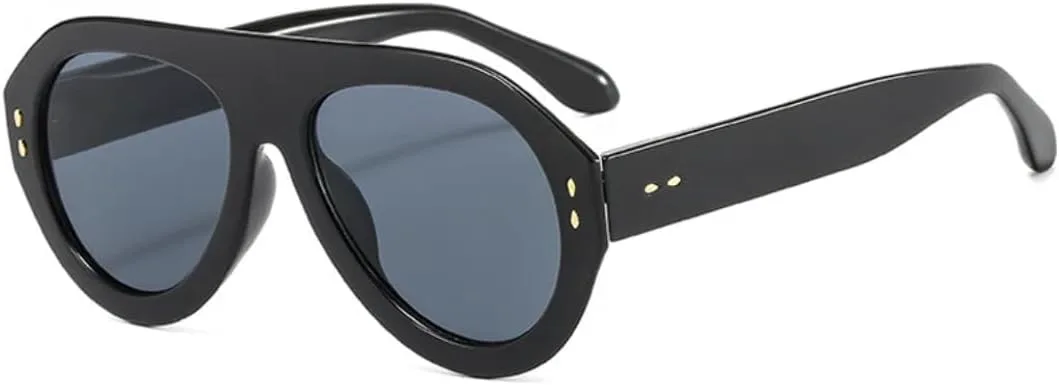 

Популярные модные солнцезащитные очки для женщин, защита от УФ-излучения UV400, ретро, ​​с заклепками, градиентные, трендовые, мужские круглые UATXTAU, Black Grey