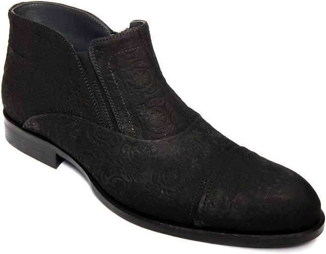 

Мужские черные ботильоны на молнии Giovanni Conti 3032-02 с тиснением из нубука, высоким голенищем