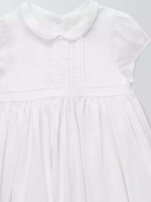 Детское крестильное платье из хлопкового атласа, ярко-белого цвета John Lewis Heirloom Collection — фото 3