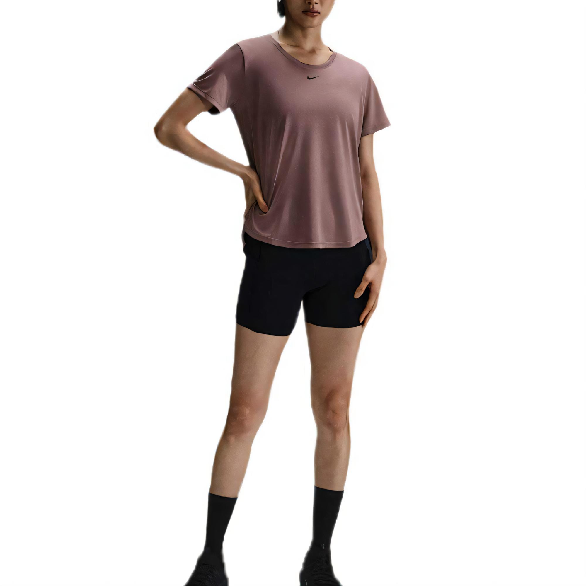 Nike Футболка Dri Fit One Drop Shoulder Sleeve женская серый розовый — фото 3