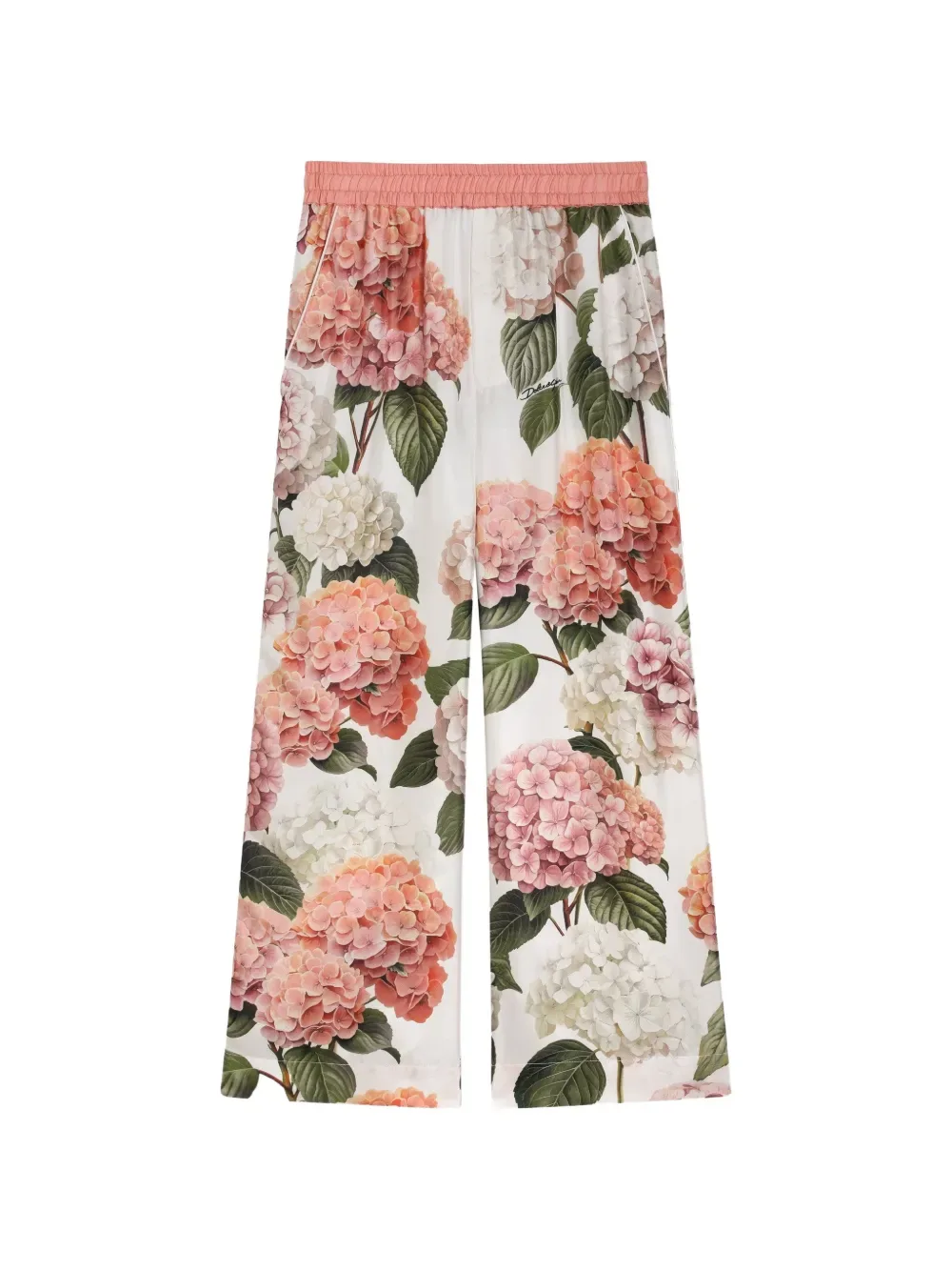 Шелковые брюки с принтом Hydrangea Dolce & Gabbana Kids, белый — фото 2