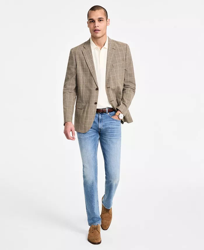 

Мужской хлопковый и льняной печатный спортивный пиджак Modern-Fit Nautica, коричневый/бежевый