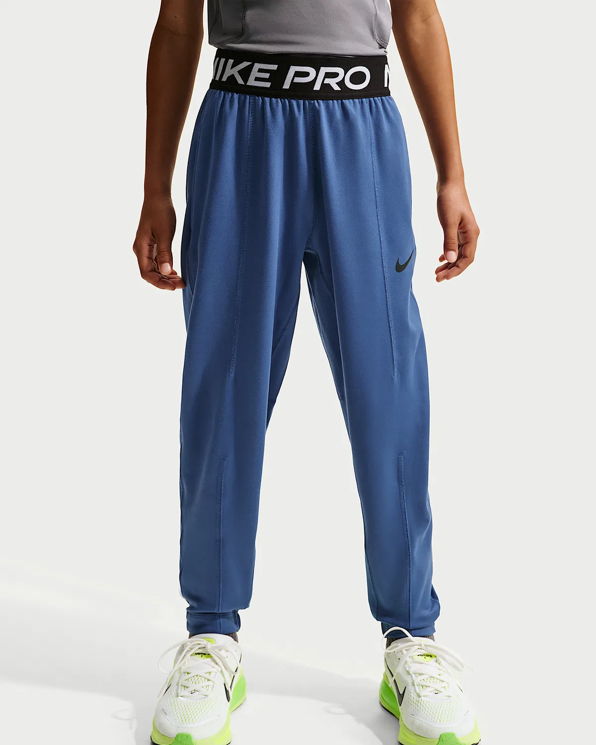 Детские (мальчики) спортивные штаны Nike Pro Dri-FIT из флиса, Mystic Navy/White/Black — фото 2