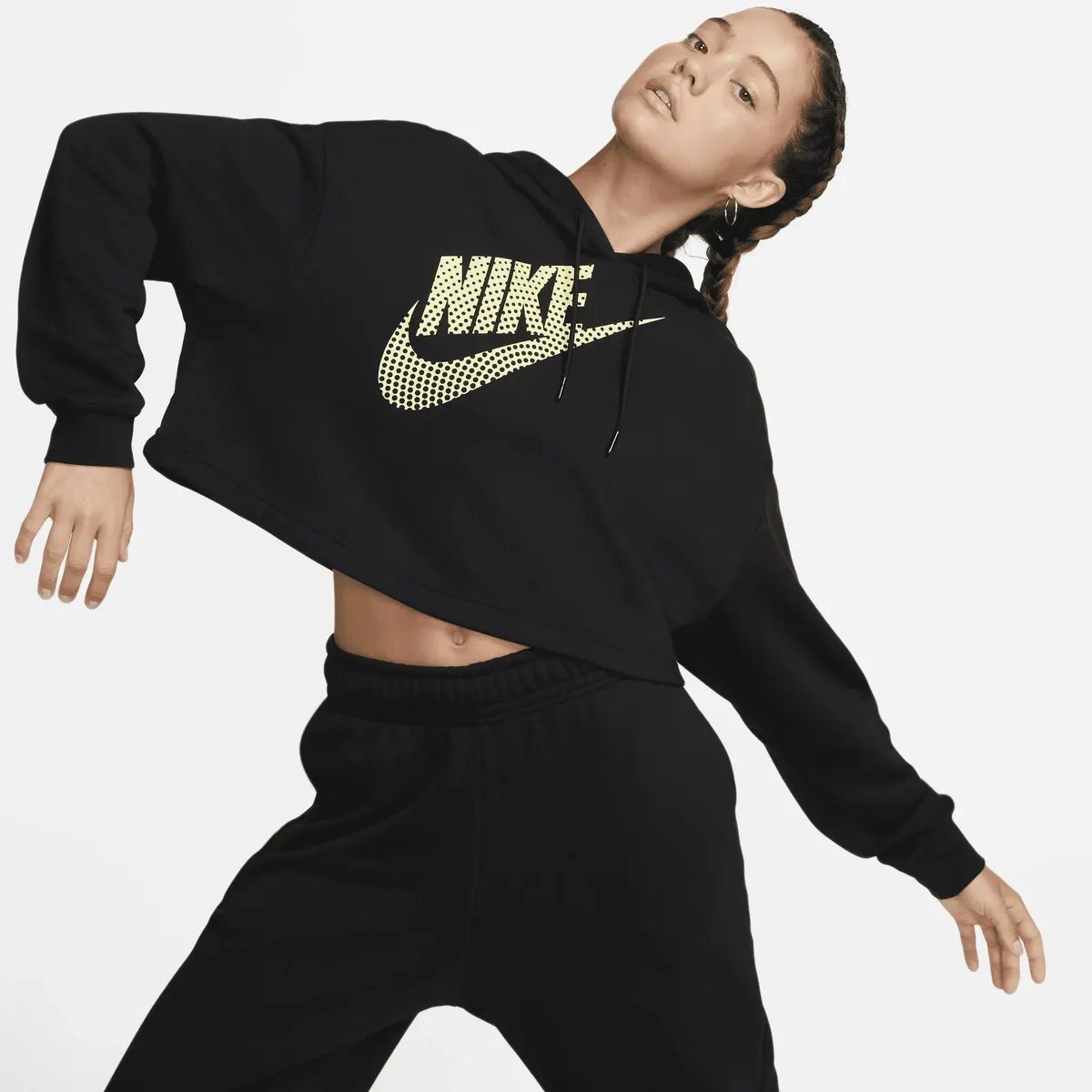 

Толстовка с капюшоном Nike Sportswear "W NSW FLC PO HOODIE CROP DNC", черный