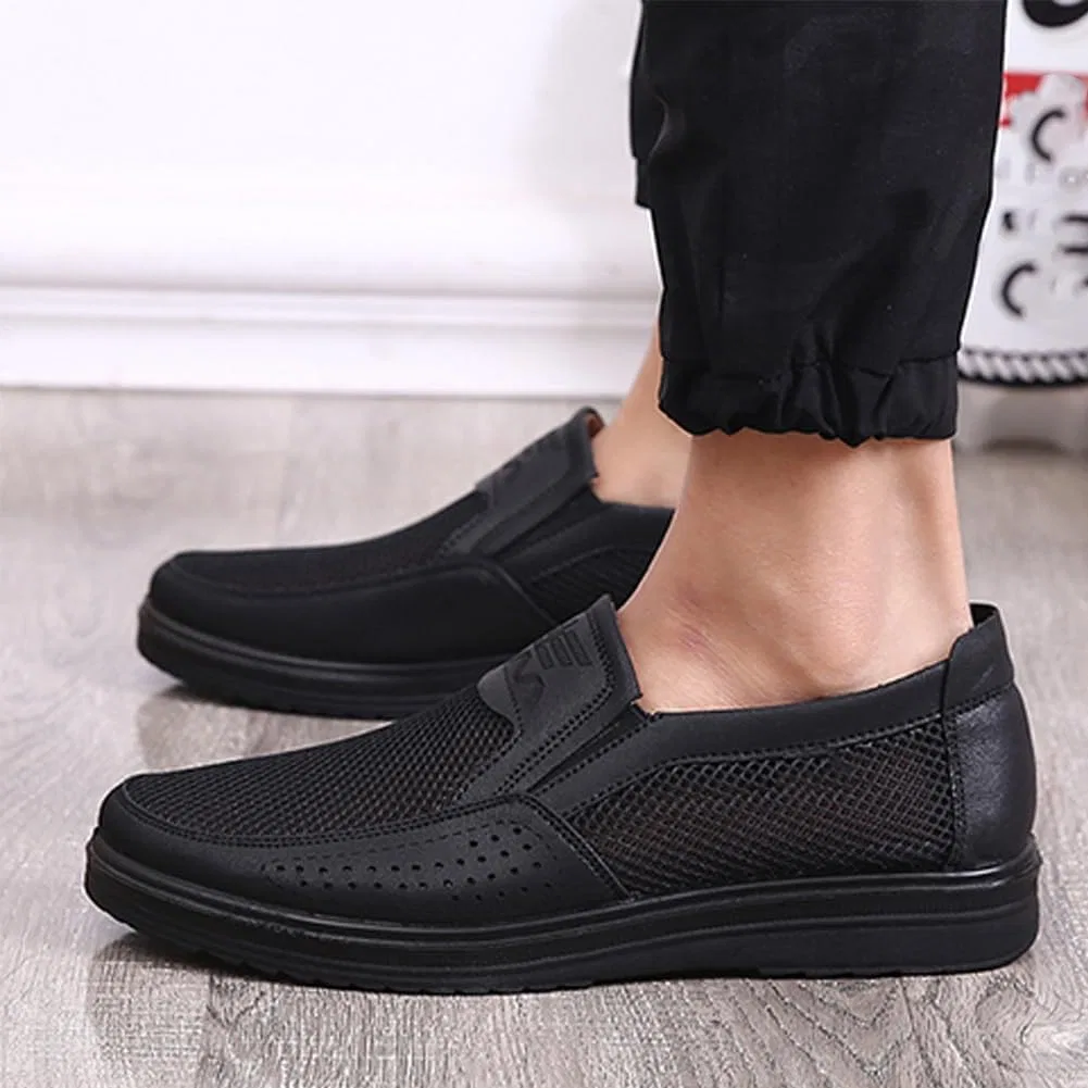 Мужские повседневные туфли Mesh Breathable Walking Loafers, Black — фото 3