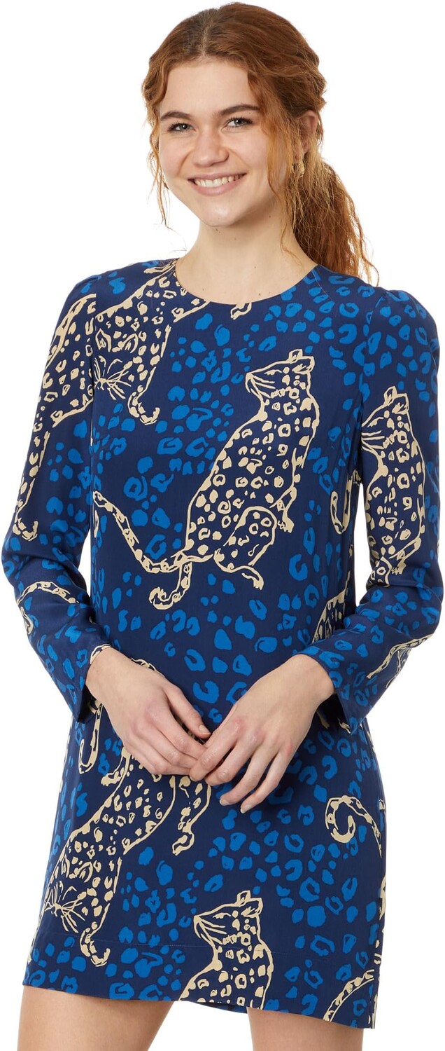 

Платье Lilly Pulitzer Tyra Long Sleeve Silk Dre, цвет Low Tide Navy Oversized Easy To Spot