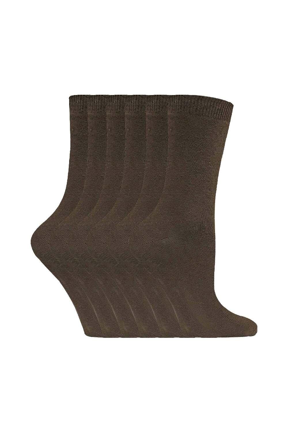

6 пар однотонных хлопковых носков до щиколотки Sock Snob, коричневый