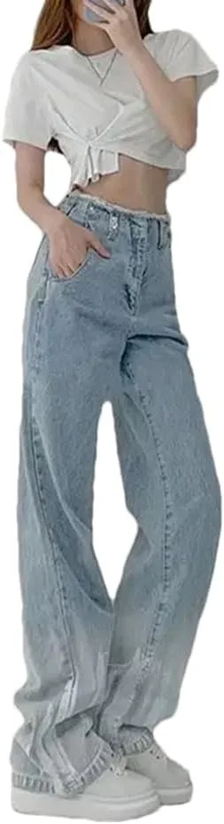 Женские джинсы Tie Dye High Waist Shot Vintage Straight Generic, синий