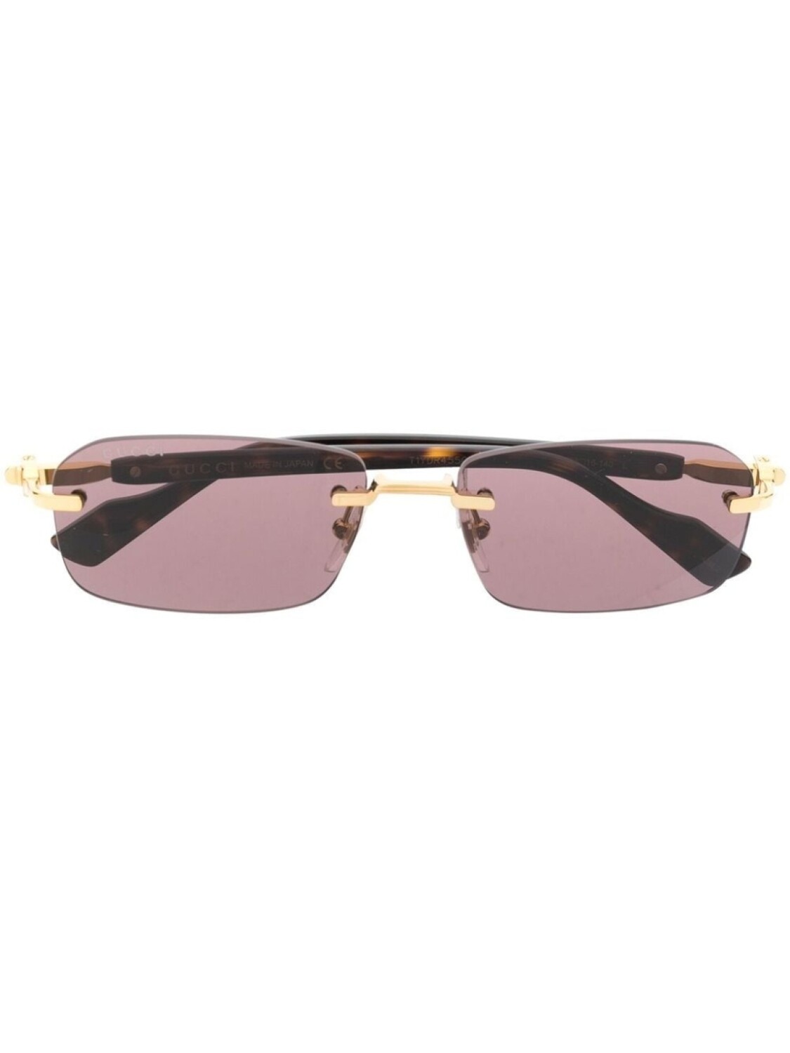 

Gucci Eyewear rimless rectangle-frame sunglasses, коричневый