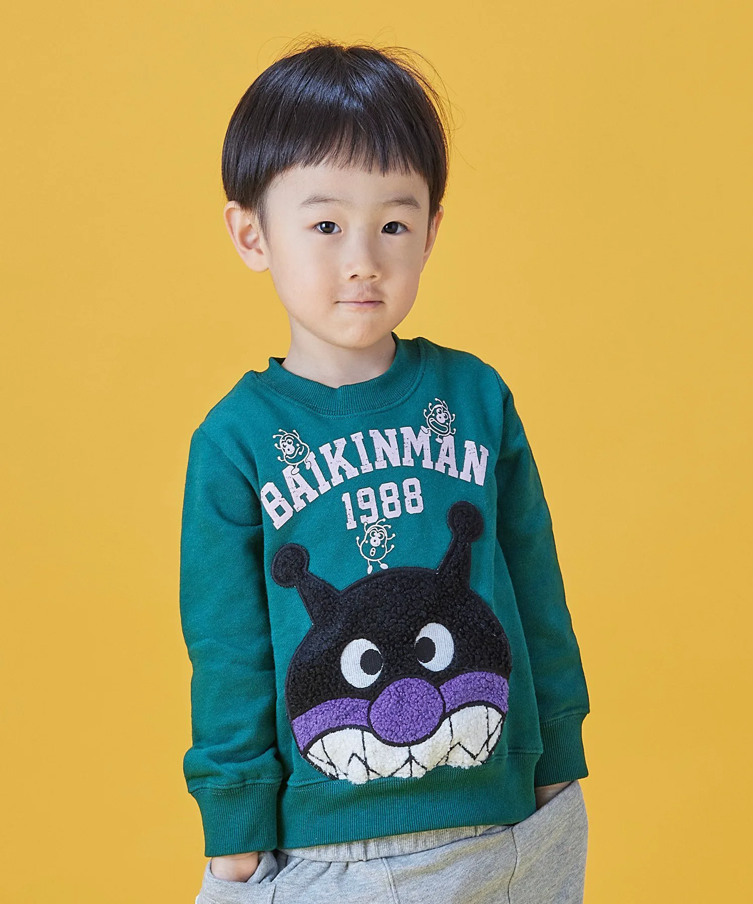 Детская коллекция ANPANMAN / Толстовка с аппликацией и карманом (K)BIG Anpanman Kids Collection, green — фото 3