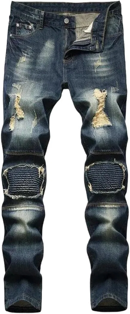 Джинсы бойфренды, Men's Casual Biker Jeans, 921