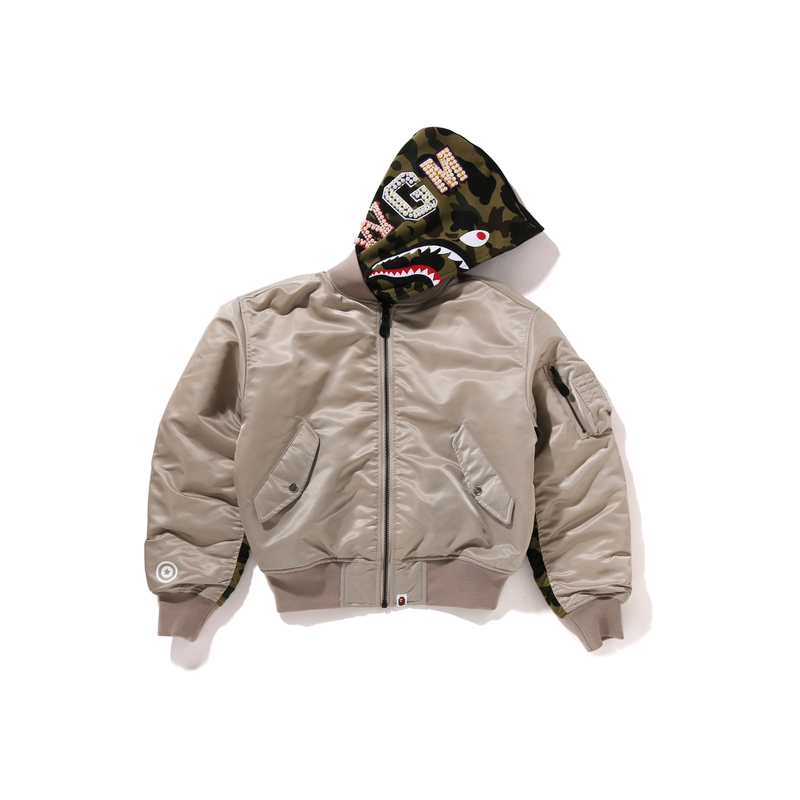

A BATHING APE Куртка Bape Women's Shark MA 1, Beige Yellow BGX