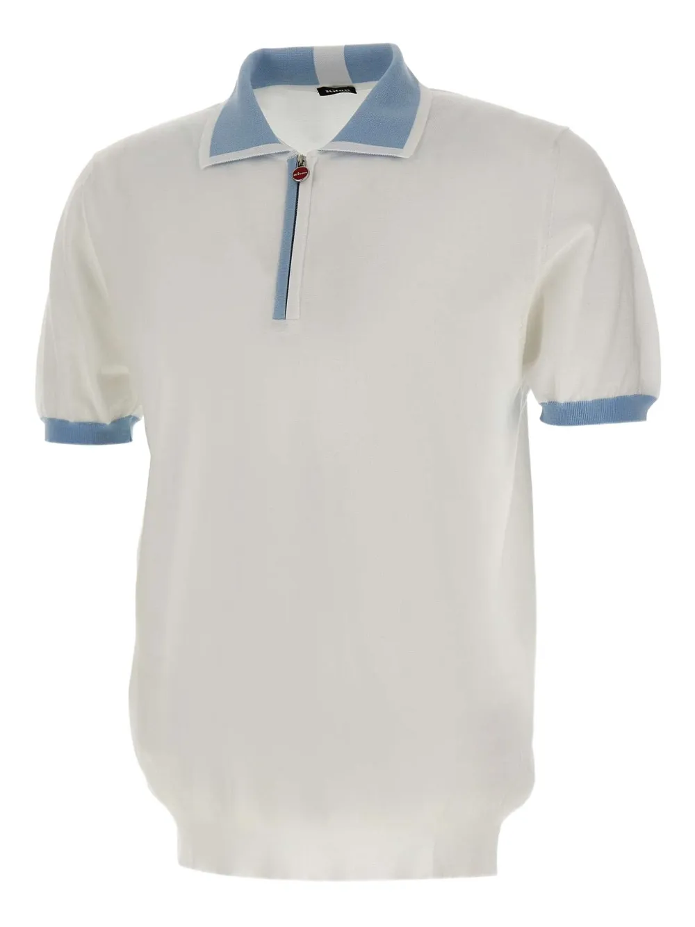 

Поло с молнией наполовину и рубчатой вязкой Kiton, белый