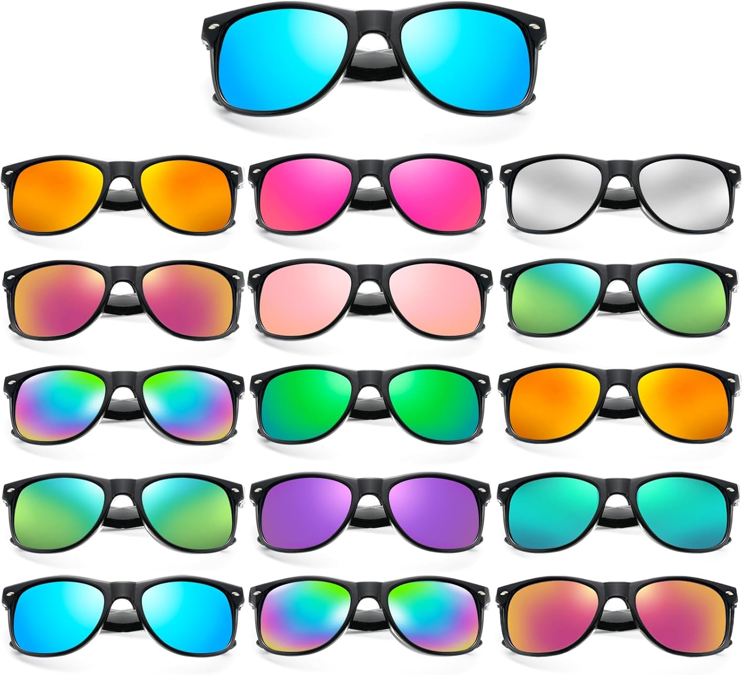 

Солнцезащитные очки Matcheck, 8/16 штук, неоновые цвета, оптовая продажа, сувениры для вечеринок, ретро-классические очки, для дня рождения, бассейна, унисекс, для взрослых, 16 Black Frame/Mirrored Lens