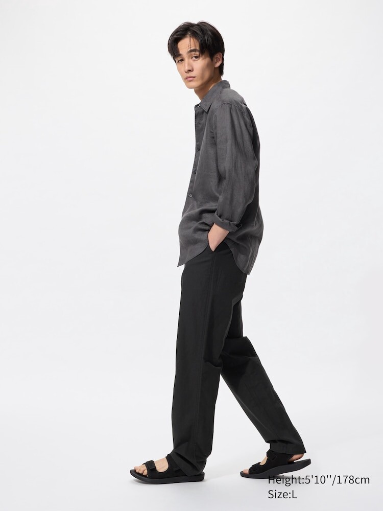 

Свободные брюки из льняной смеси Uniqlo, цвет 09 черный