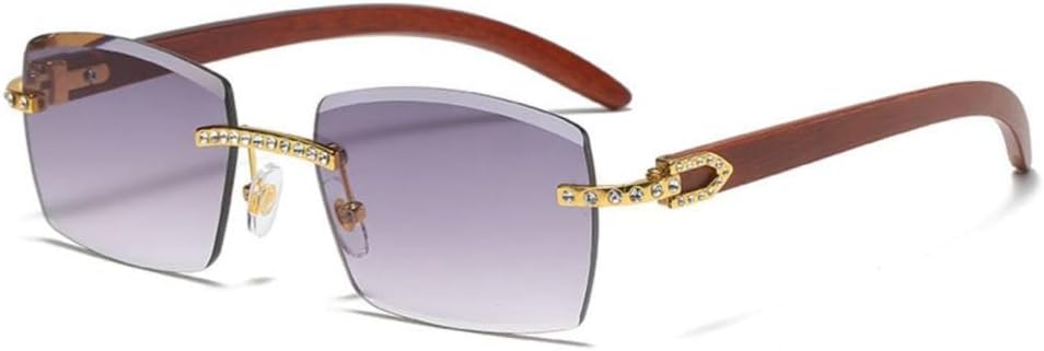 

Солнцезащитные очки MUTYNE без оправы из дерева, квадратные, с кристаллами, модные, популярные, для женщин и мужчин, маленькие солнцезащитные очки для женщин, Gradient Gray