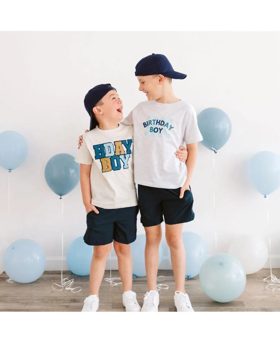 Футболка с коротким рукавом в клетку для мальчиков на день рождения Sweet Wink, пепельный — фото 3