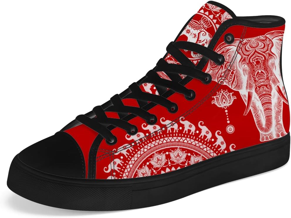 

Мужские и женские высокие кеды на шнуровке Chebing с принтом мандалы на холщовой основе, красный