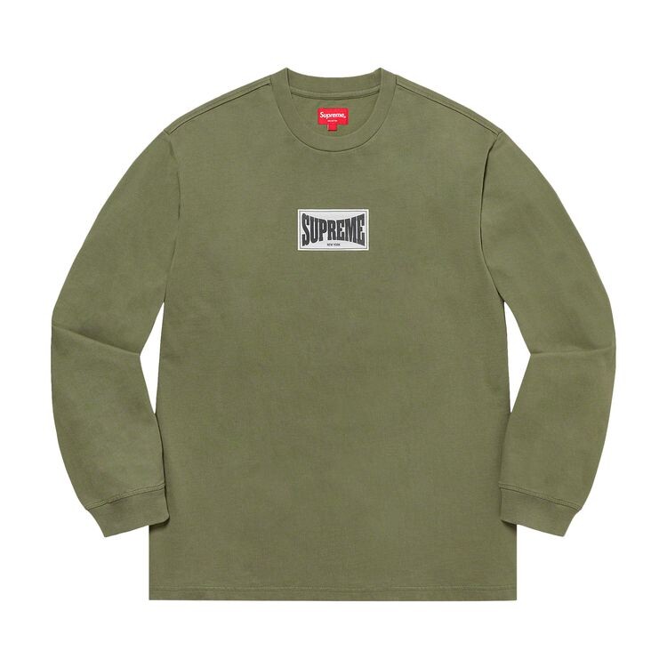 

Топ Supreme Woven Label Long-Sleeve Top Olive, зеленый