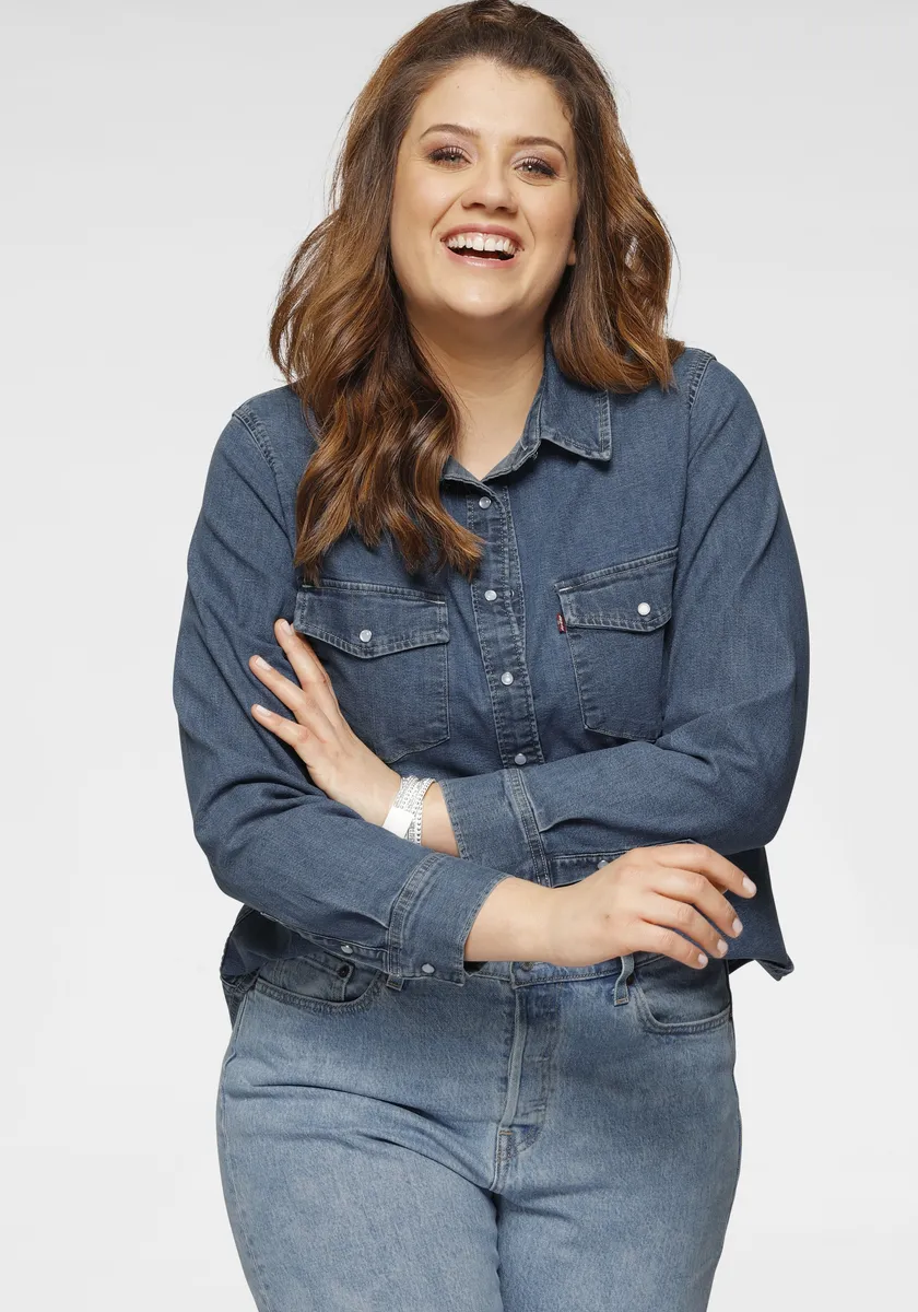 

Джинсовая блузка Levi's Plus "ESSENTIAL WESTERN", с двумя нагрудными карманами и кнопками, синий