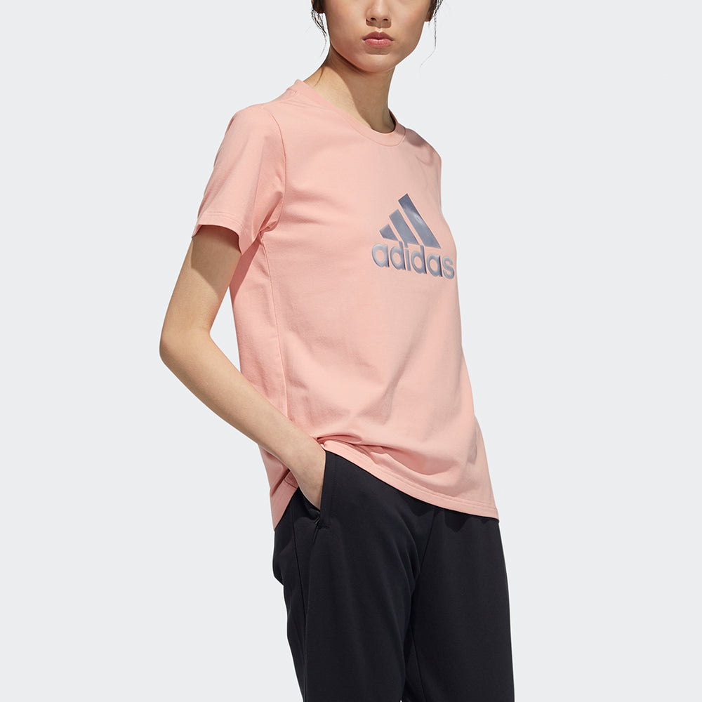 Футболка (WMNS) adidas Fi Foil Tee Printing Round Neck Sports Short Sleeve Pink T-Shirt GP0700 — фото 4
