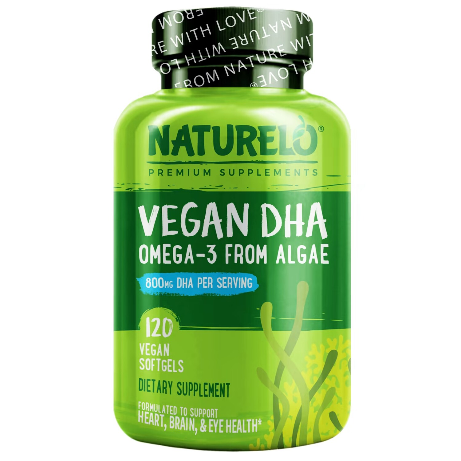 

Omega-3 из водорослей Naturelo Vegan DHA 800 мг, 120 веганских мягких таблеток