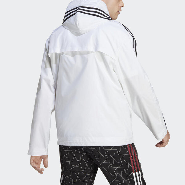 Куртка Essentials 3 полоски тканая ветровка куртка Adidas, белый — фото 3