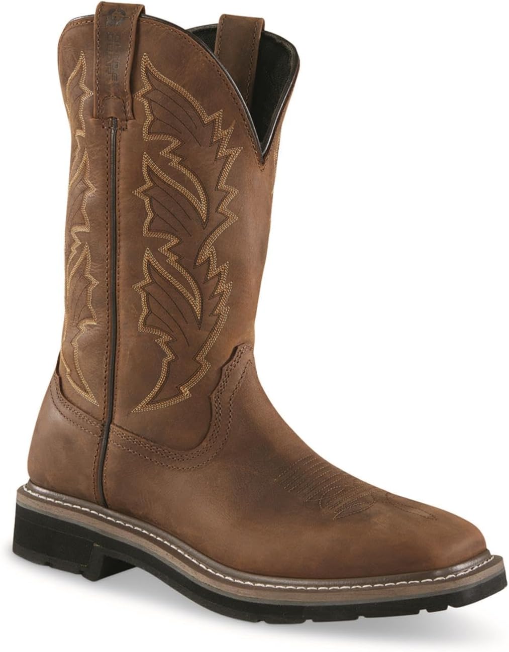 

Мужские ботинки Guide Gear Western 2.0 с удобной посадкой, квадратный носок; верх из кожи, подошва из нескользящей резины, коричневый