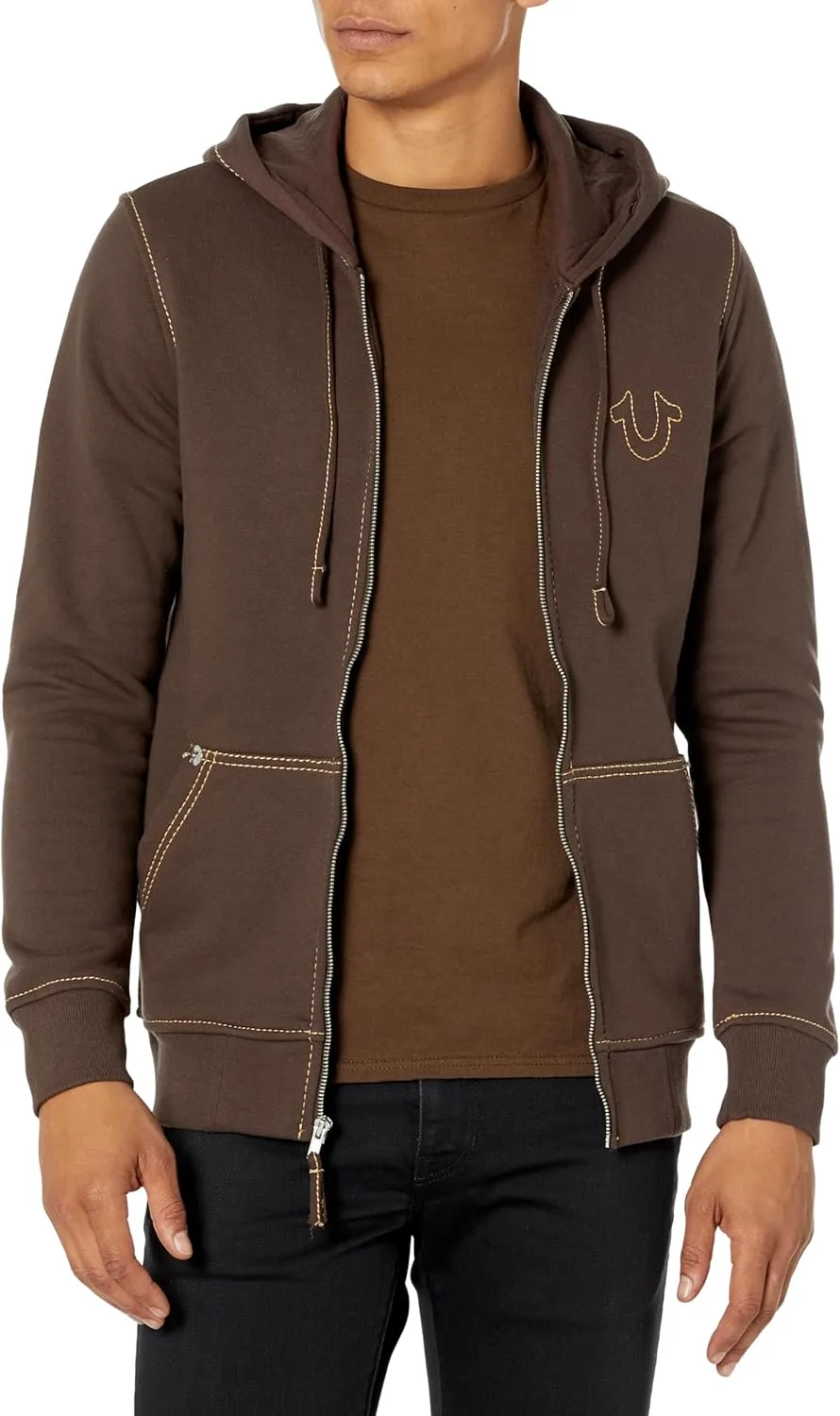 

True Religion мужская худи Big T с молнией и принтом