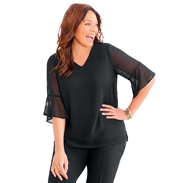 

Блузка с рукавом-колоколом Juliette для женщин plus size petite Catherines, Black