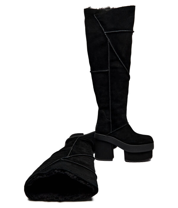 Кожаные ботильоны на платформе Ugg, черный — фото 4