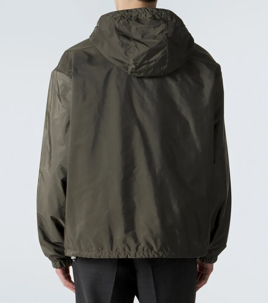 Двусторонняя куртка Re-Nylon с кожаной отделкой Prada, зеленый — фото 4