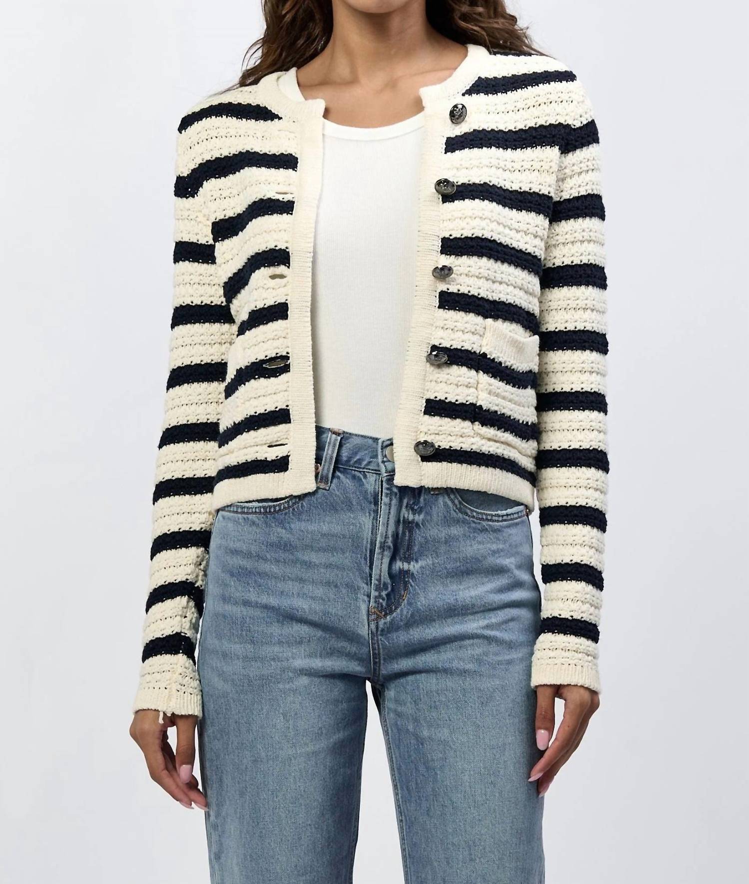 

Кардиган Cambria в полоску цвета Black Iris DEAR JOHN DENIM