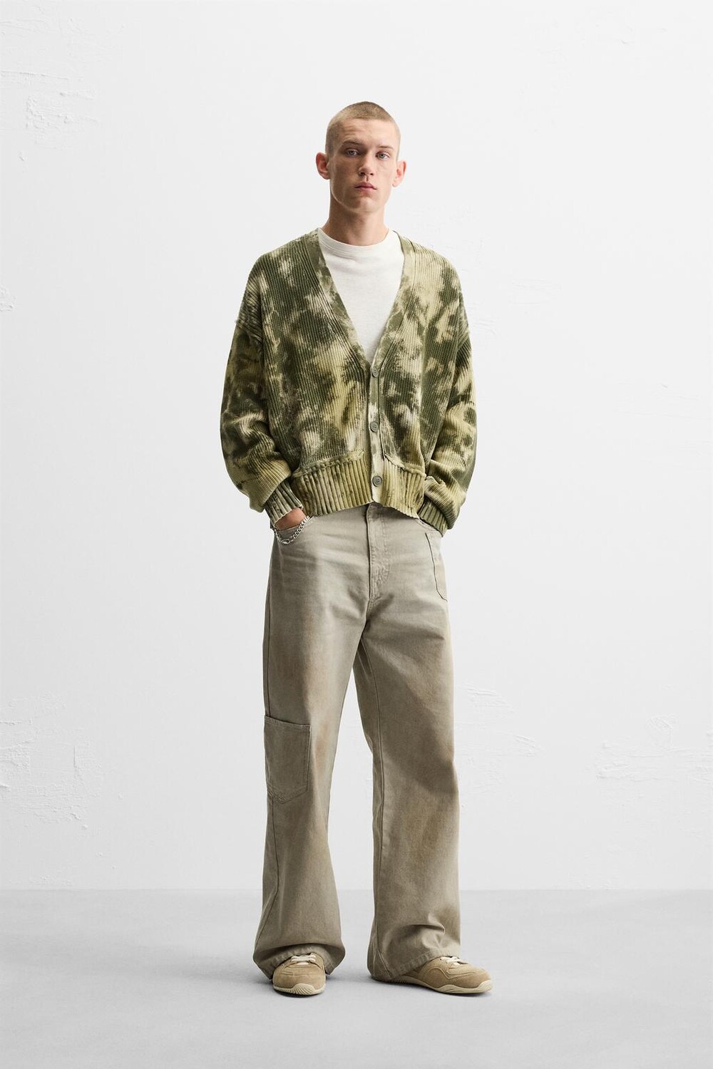 

Кардиган с принтом tie-dye ZARA, зеленый