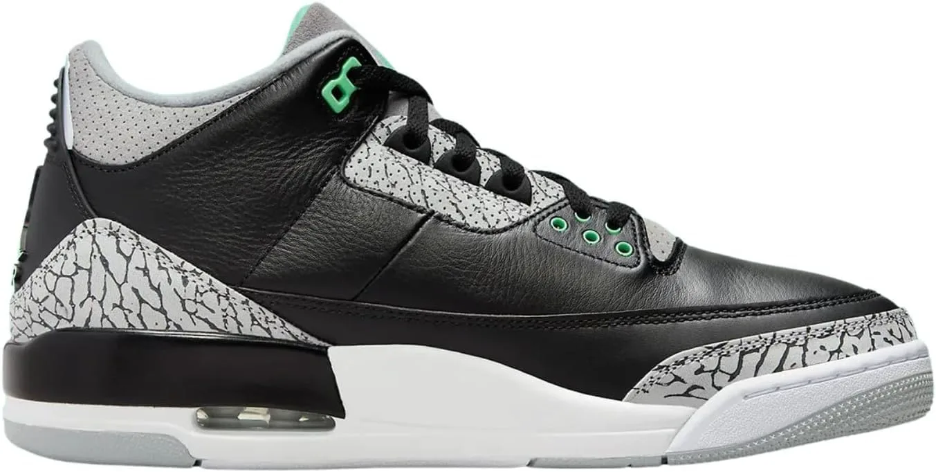 Мужские кроссовки Nike Air Jordan 3 Retro, черный/зеленый/серый — фото 4