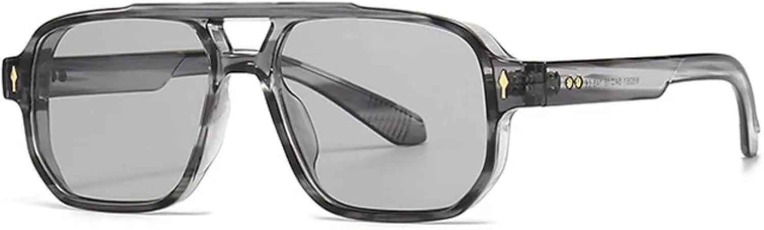 

Ретро солнцезащитные очки с двойной перемычкой для женщин, градиентные, защита от УФ-излучения UV400, модные заклепки для мужчин TVTBBVV, Grey Stripe Gray