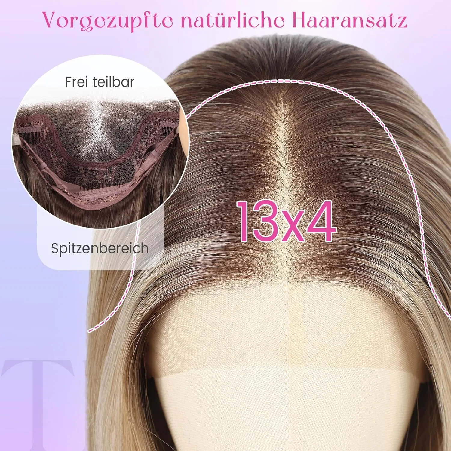 Синтетический парик Lace-Front Ombre блонд-коричневый Testar, Ombre Blond-Braun — фото 2